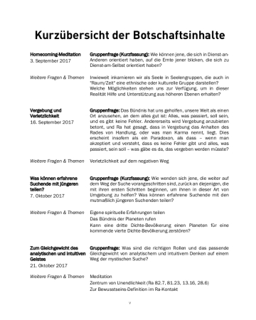 Botschaften 2017 (II) Übersicht 1